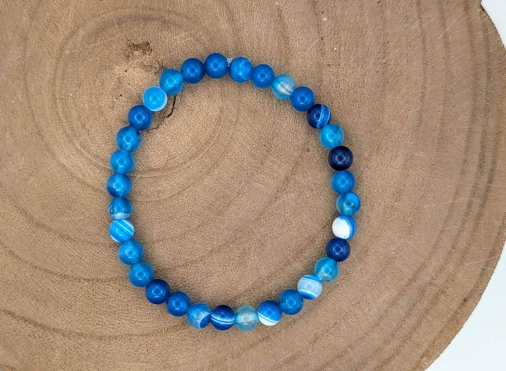 Throat Chakra Striped Agate Bracelet