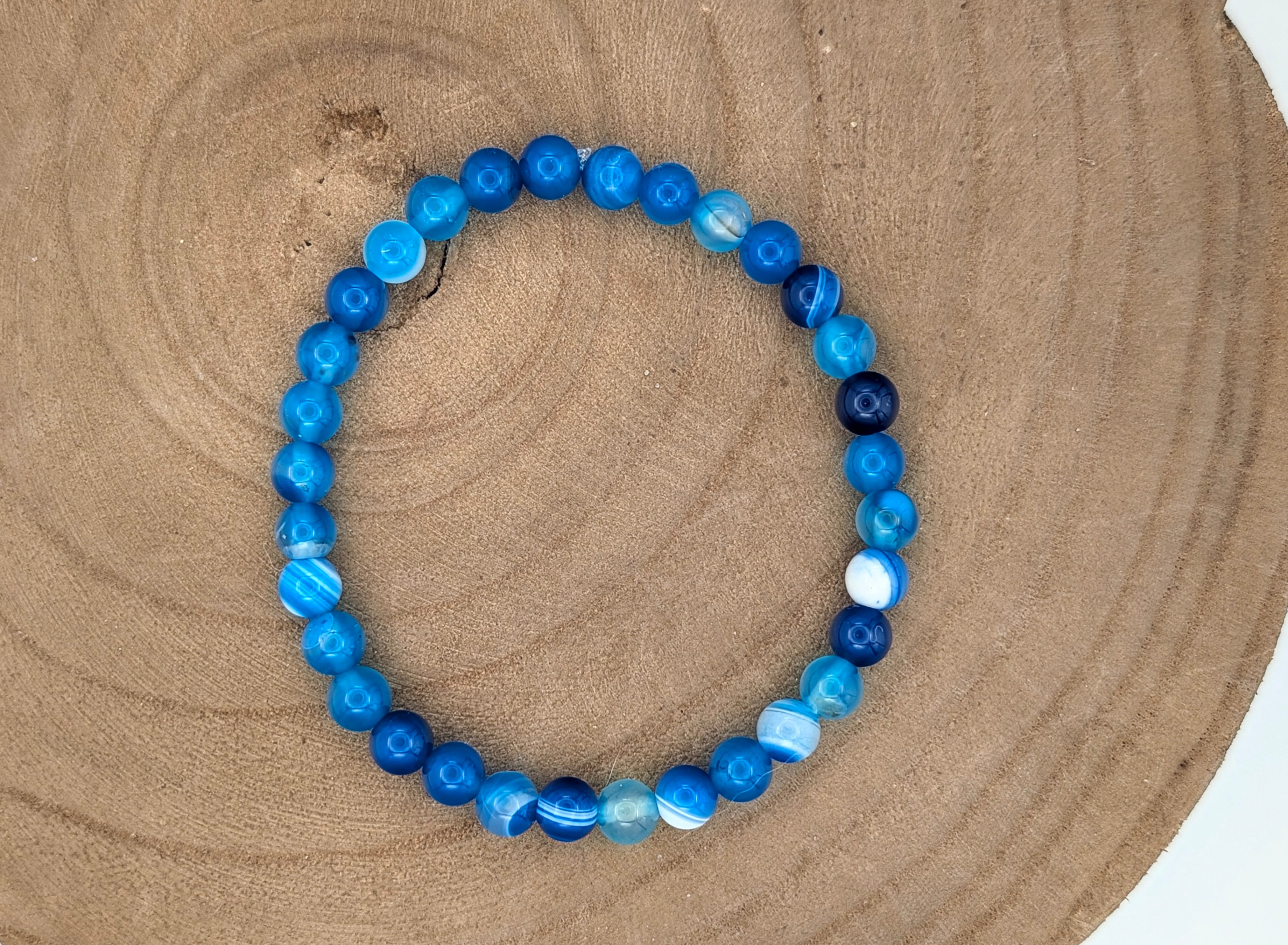 Throat Chakra Striped Agate Bracelet
